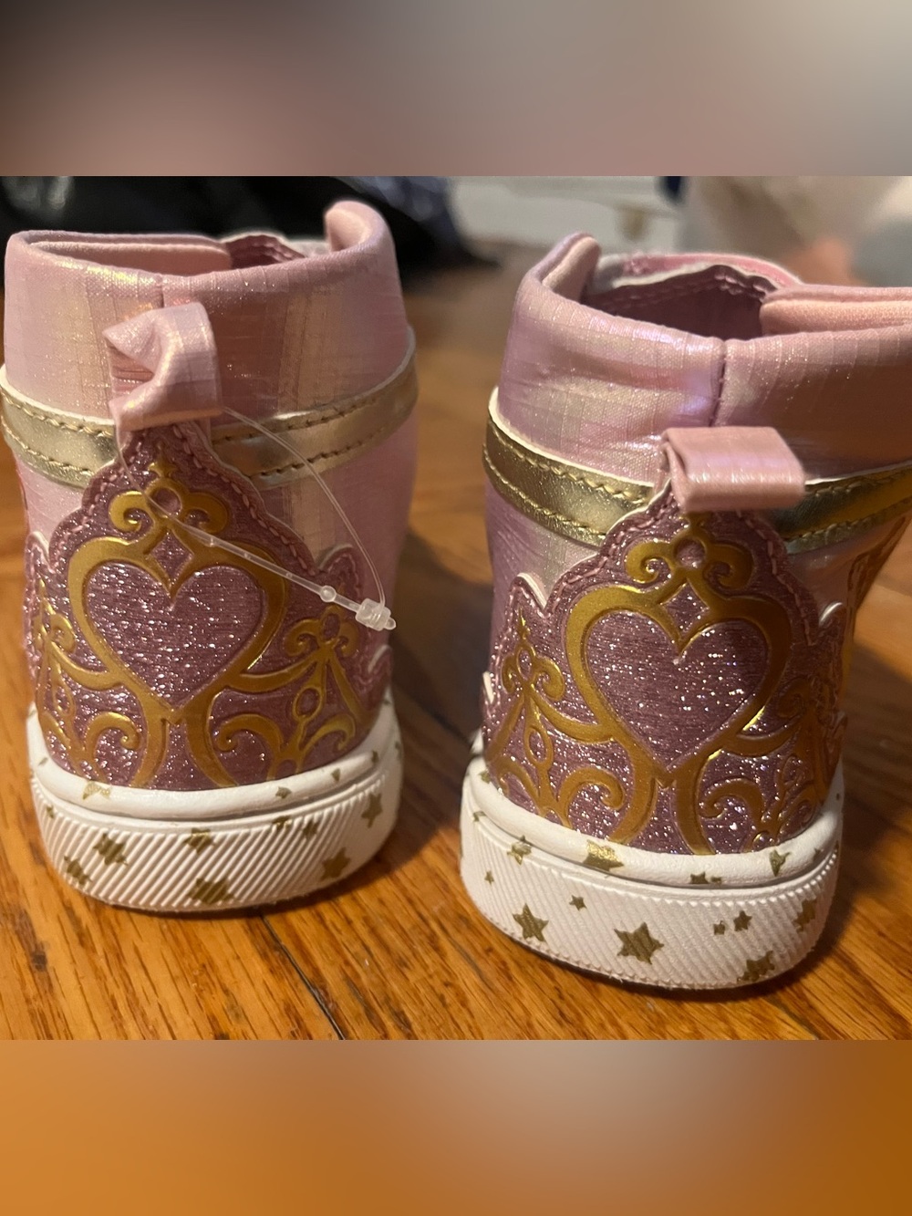 Disney Pink Glitter Kids' High-Top Sneakers with Princess Art - Picture 3 of 5